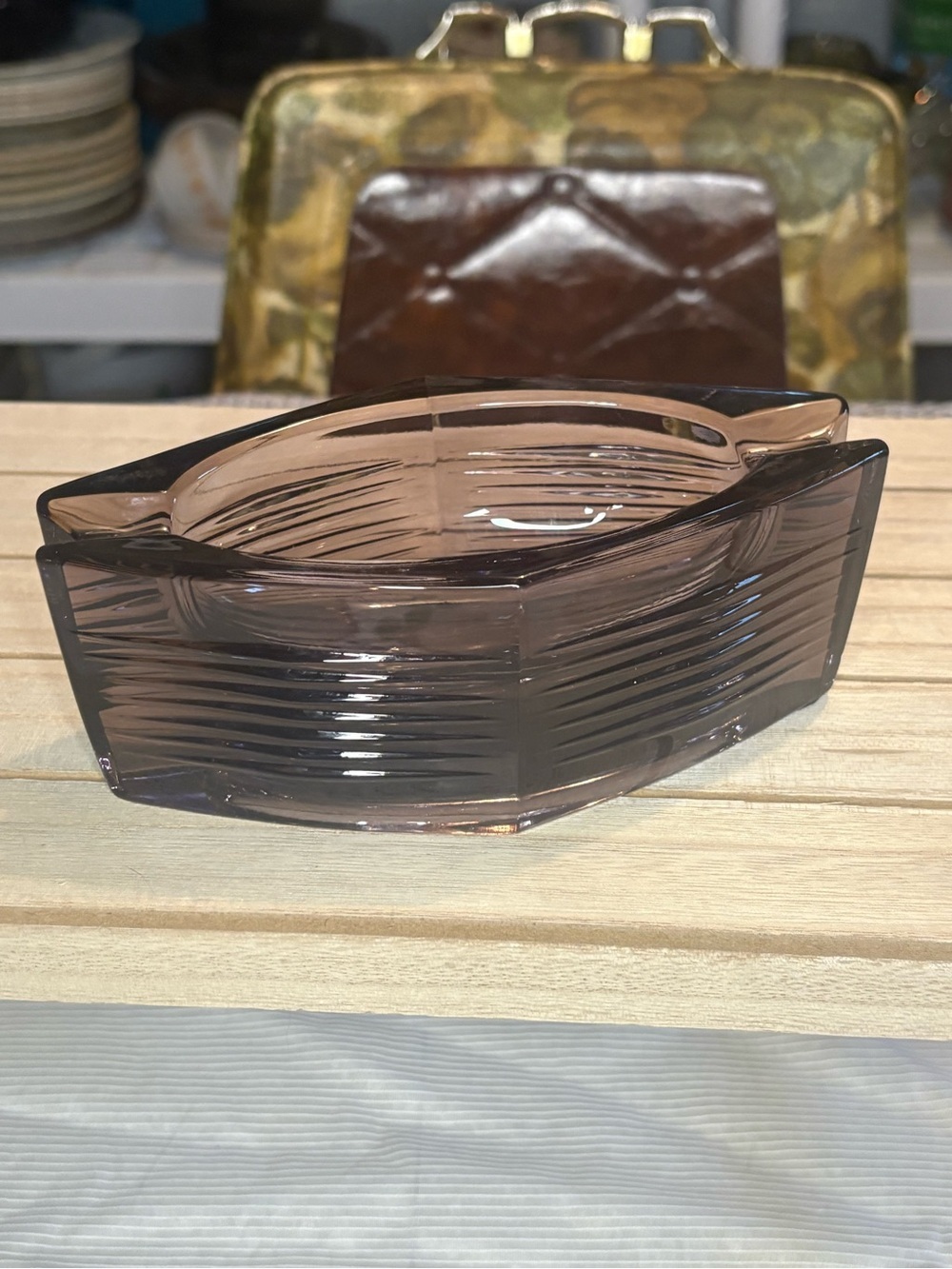 Vintage Smoky Purple Glass Decorative Bowl/ Ashtray